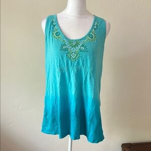 Athleta Blue Ombré Embellished Sleeveless  Top Medium